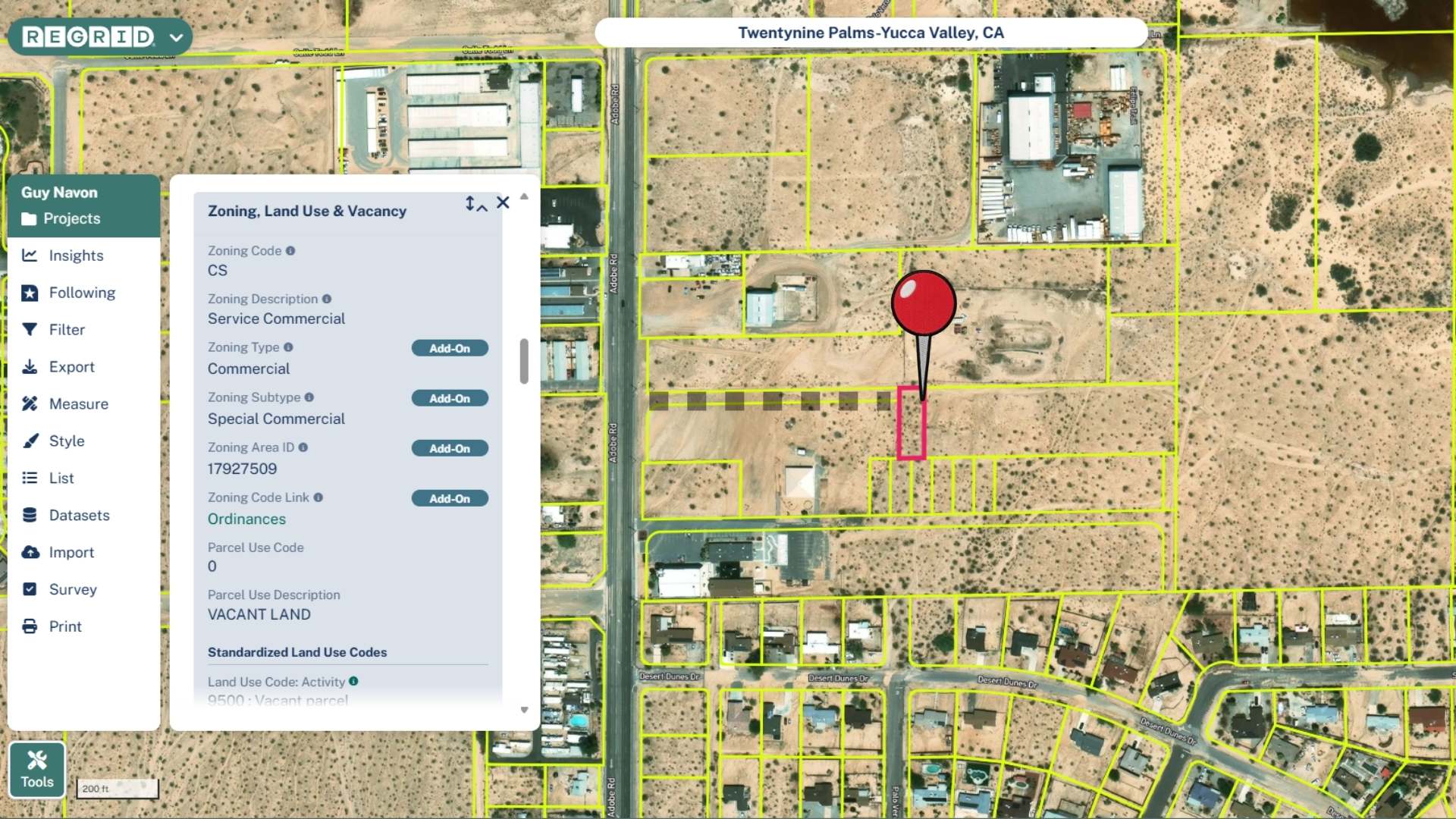 Commercial land for sell Twentynine palm California