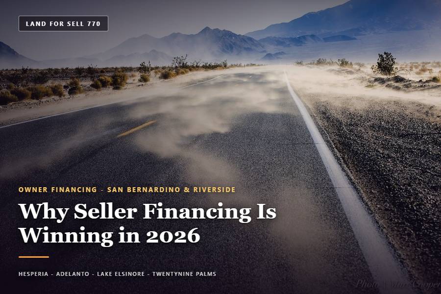 Vacant land along an open desert road near Hesperia, San Bernardino County, California — seller financing on raw land