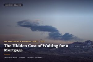 Open desert parcel of san bernardino county ca land for sale under a clear blue sky