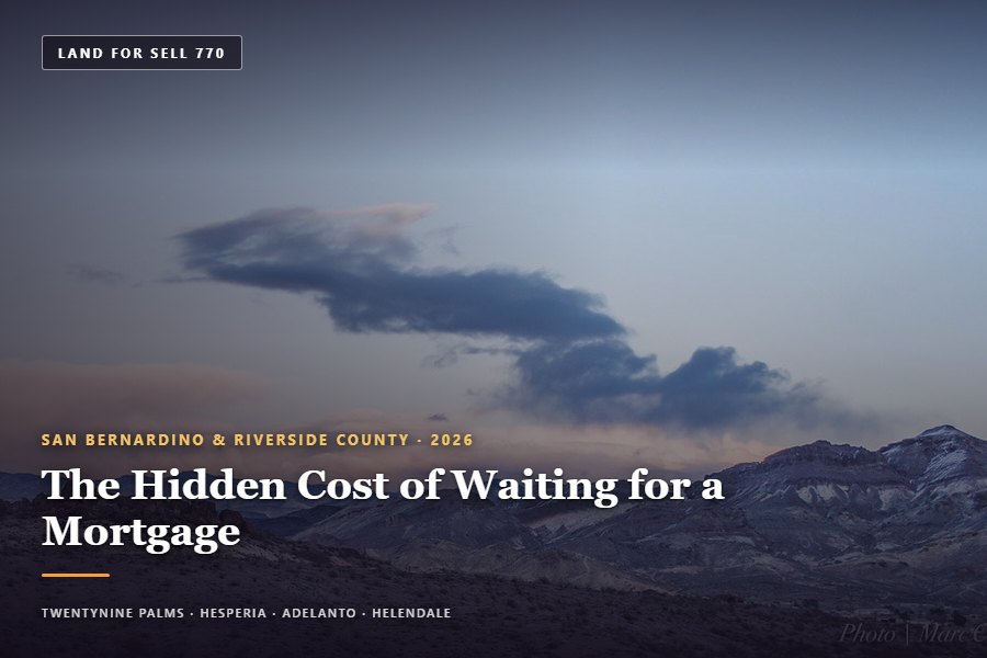 Open desert parcel of san bernardino county ca land for sale under a clear blue sky