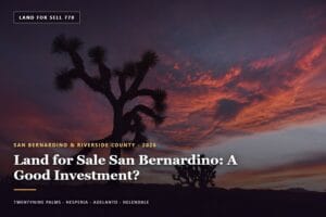 Vacant high desert land for sale San Bernardino County with Joshua trees and open sky