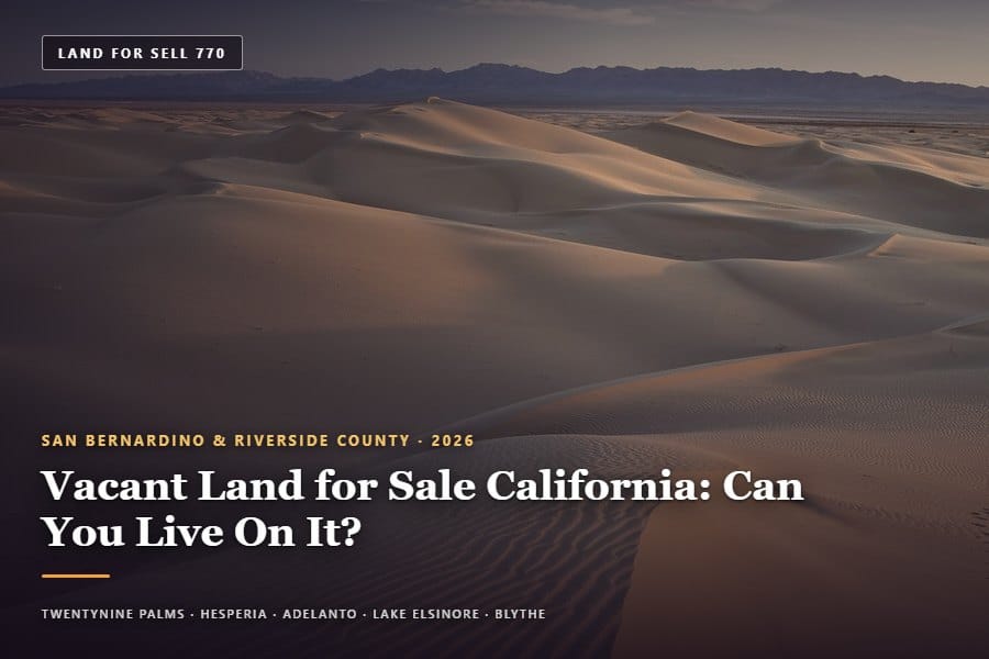 Open desert parcel of vacant land for sale California, near Twentynine Palms in San Bernardino County