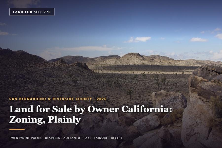 Vacant desert parcel of land for sale by owner California in San Bernardino County