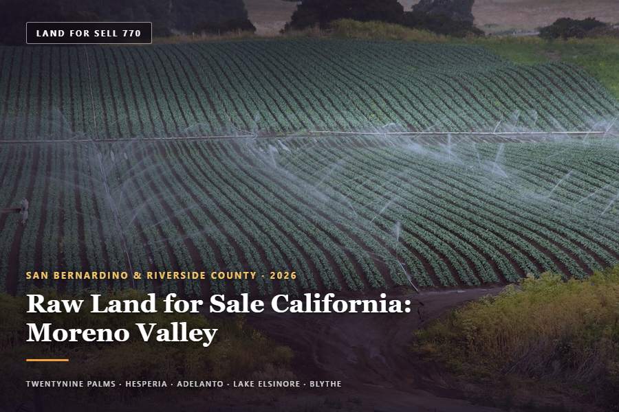 Open desert parcel of raw land for sale in California near Moreno Valley, Riverside County