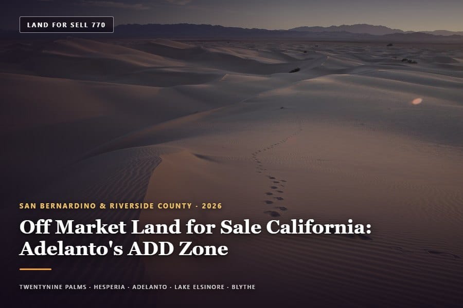Off market land for sale California — vacant 2.5-acre parcel in Adelanto near the airport development district