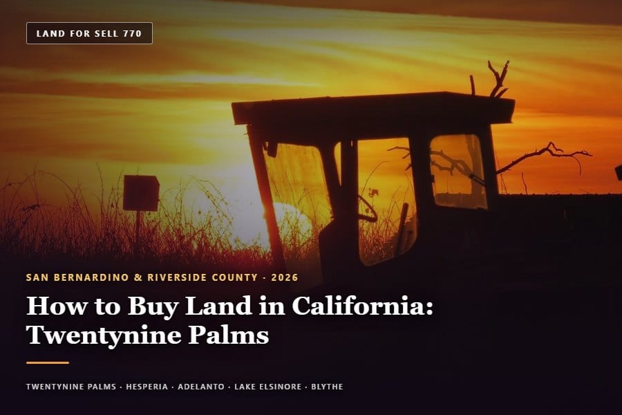 Desert lot in Twentynine Palms showing how to buy land in california near Joshua Tree