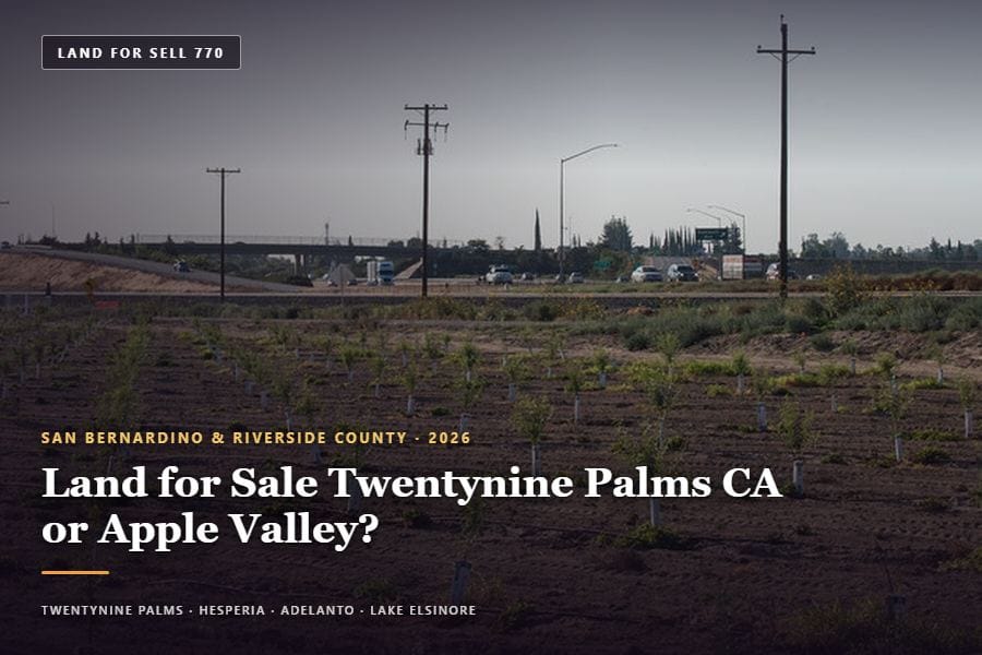 Vacant desert parcel showing land for sale Twentynine Palms CA near Apple Valley
