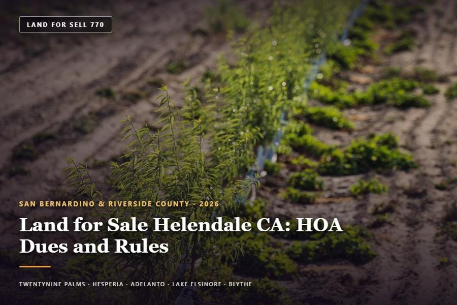 Desert land illustration for a guide to land for sale Helendale CA in San Bernardino County — not a photo of 13799 Windward Lane
